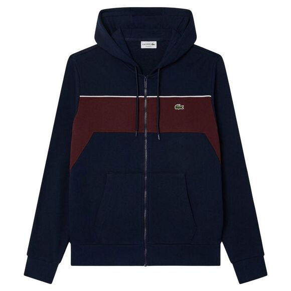 Lacoste Mens Colour Block Full Zip Hoodie / Navy/Red